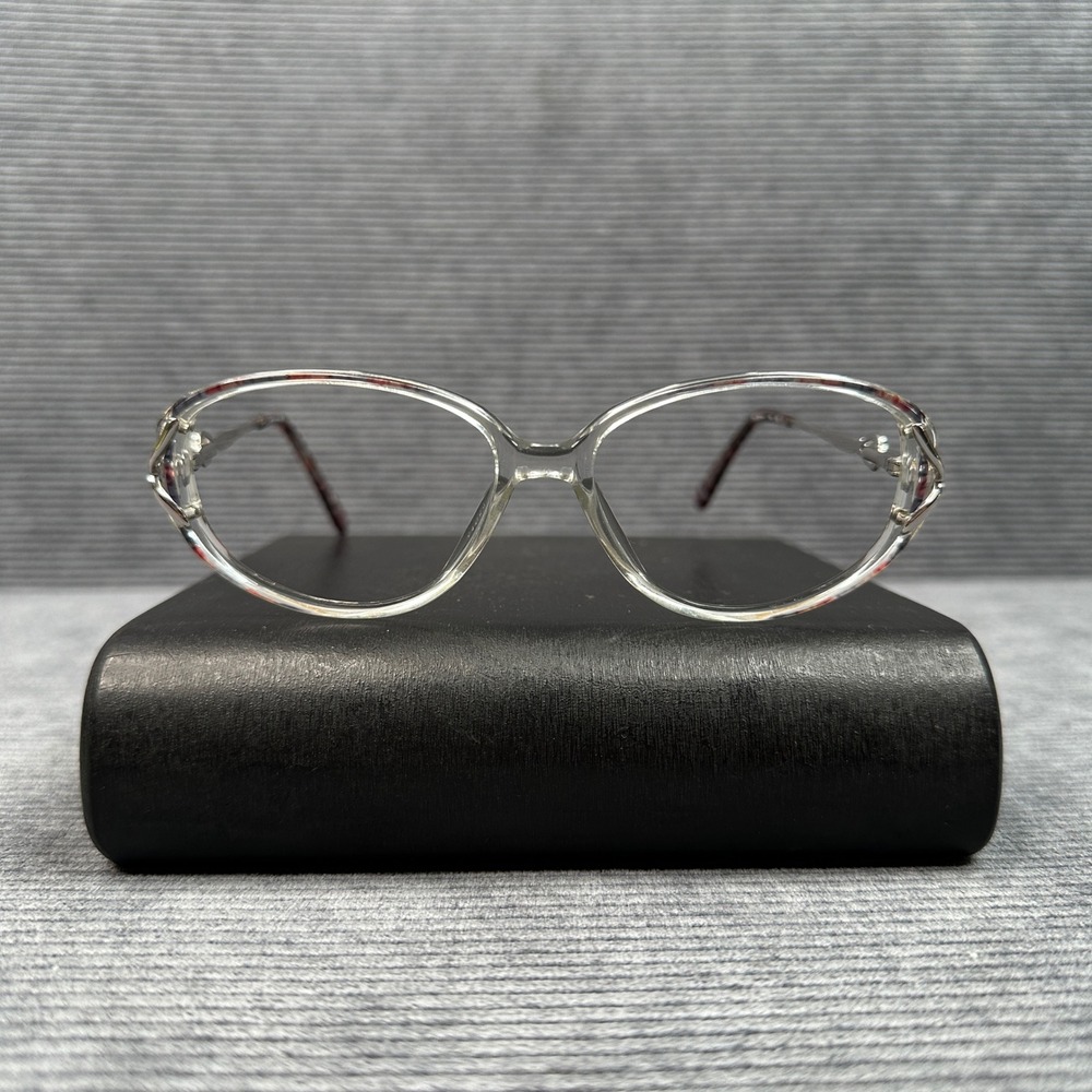 Zyloware Vintage Clear Cat Eye Eyeglasses Silver Metal Tortoise Temples 144